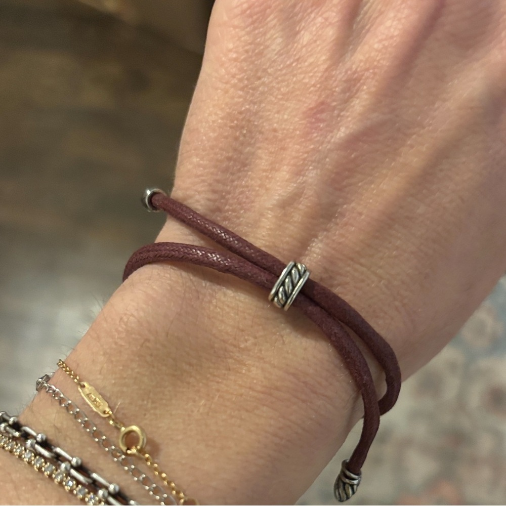 David Yurman Silver and Burgundy Bracelet